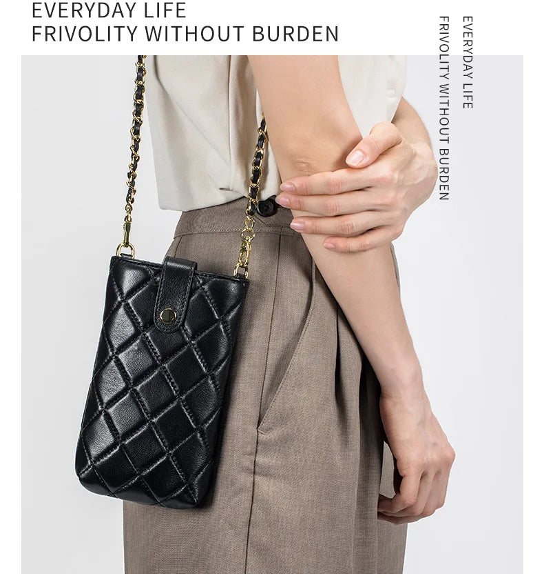CowLost | uncategorized-genuine-sheepskin-leather-women-crossbody-bag-with-chain-strap |13