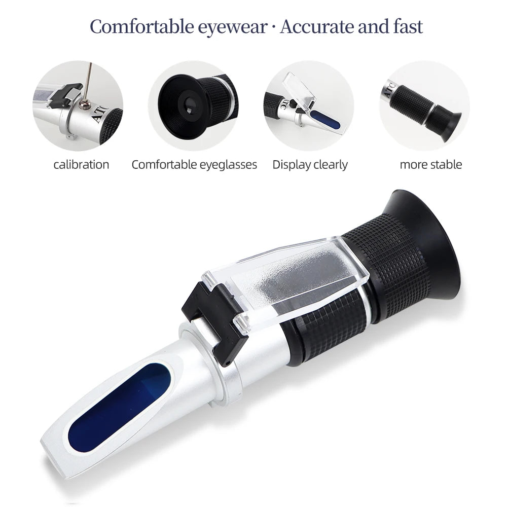 HandHeld 28-62% Brix Sugar Refractometer ATC for Fruit Sauce Juice Jam Drinks