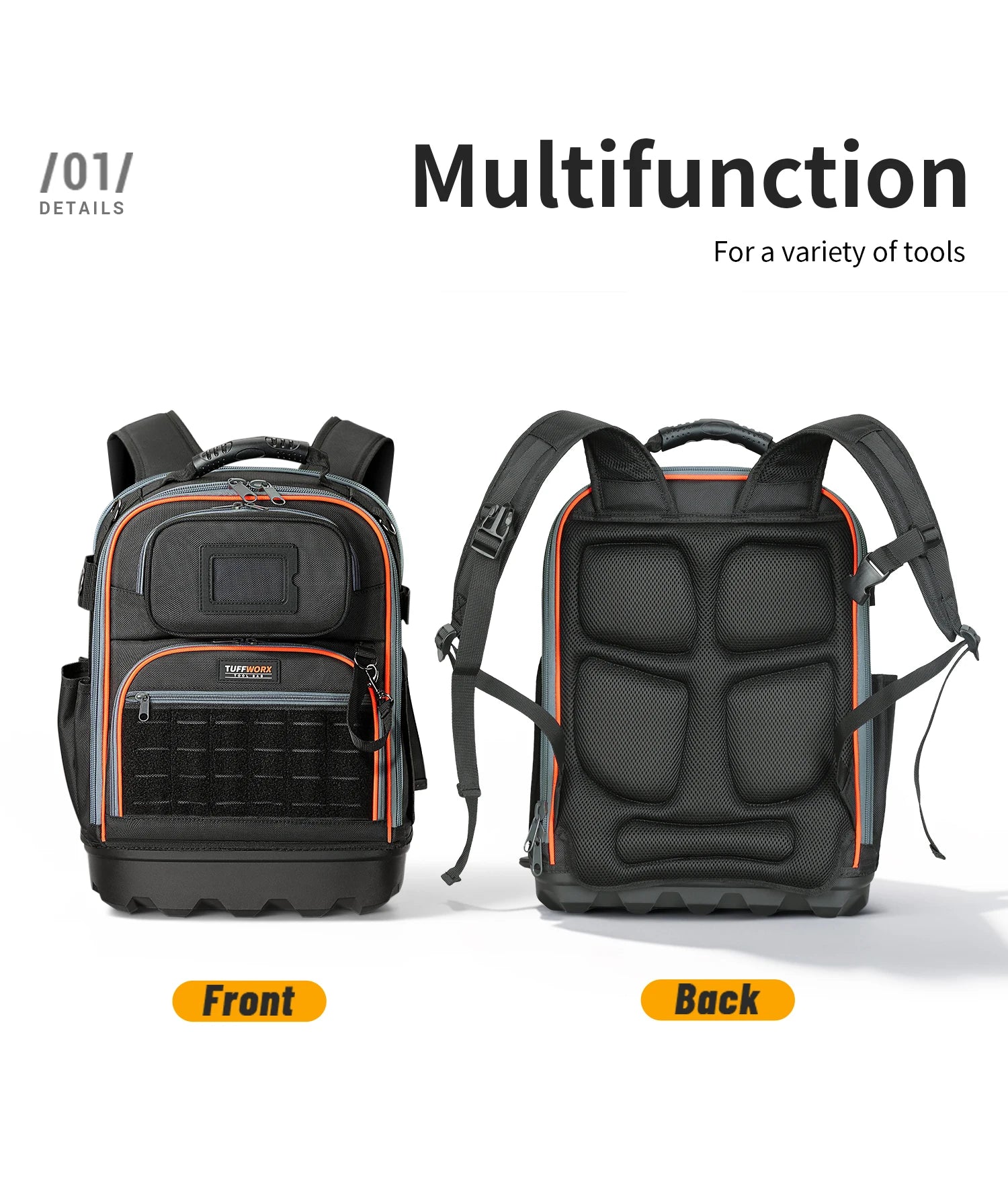 CowLost | product_id-heavy-duty-tool-backpack-with-laptop-compartment-molded-base-1680d-oxford-multiple-pockets |8