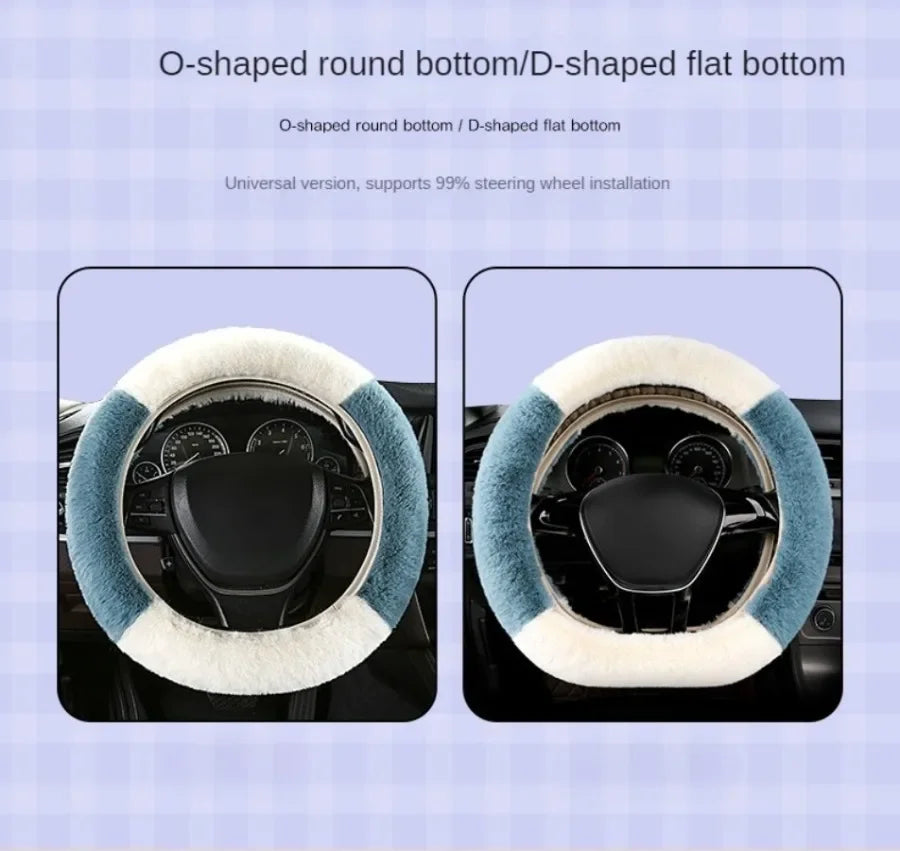 CowLost | soft-and-fluffy-otter-rabbit-plush-steering-wheel-cover-for-13-4-15-75-diameter-steering-wheels |8
