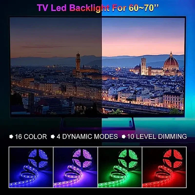 CowLost | tv-led-backlight-strips-bars-product_id-5050-rgb-usb-led-strip-light-with-24-key-remote-for-gaming-room-tv-backlight |7
