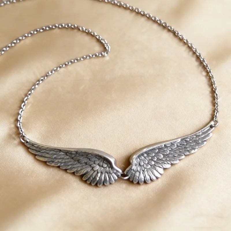 Vintage Angel Wing Feather Pendant Choker Necklace for Women Wedding Tribal Jewelry