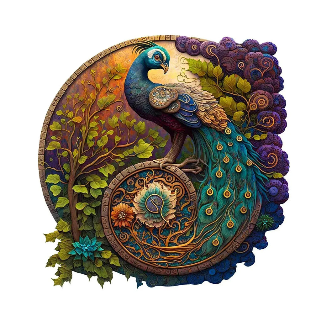CowLost | product_id-round-peacock-wooden-animal-jigsaw-puzzle-gift-for-adults |1