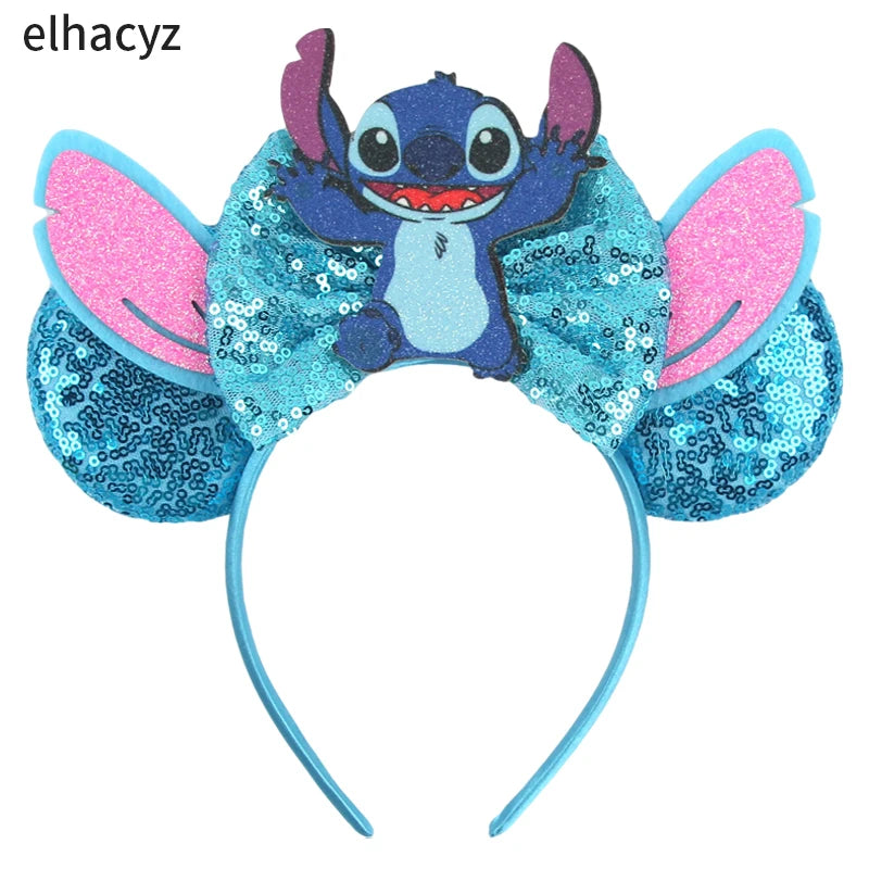 CowLost | cartoon-lilo-stitch-head-band-girls-sequins-bow-hairband |51