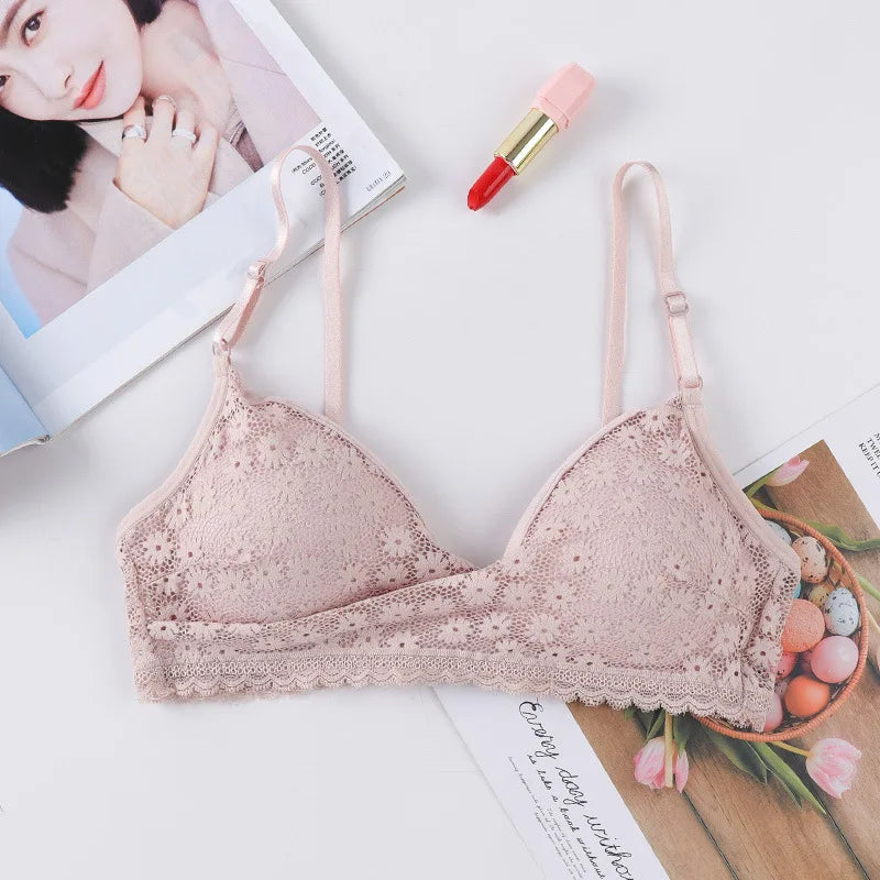 CowLost | product_id-floral-lace-v-neck-padded-non-wire-push-up-bralette-for-women |29