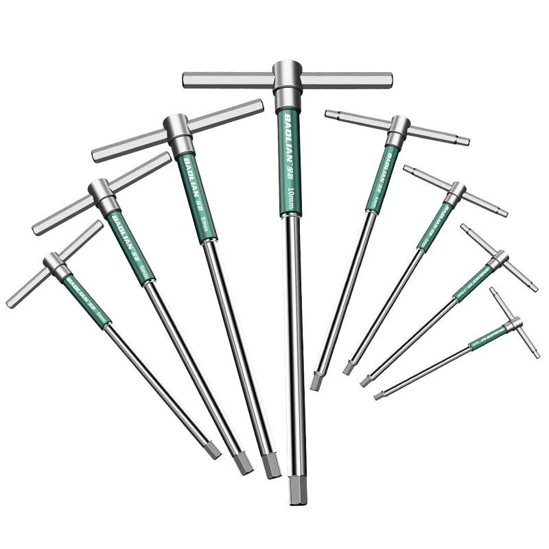 CowLost | t-bar-socket-wrench-2-10mm-adjustable-t-handle-speed-wrench-set-nut-spinner-hex-socket-t-shape-handle-wrench-2-way-drive-design |6