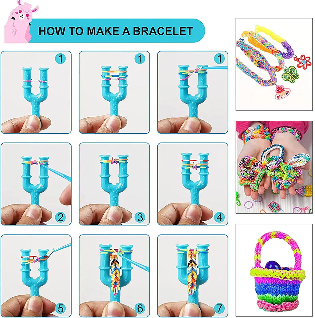 600pcs Colorful Loom Bands Set 12 Colors DIY Bracelet Making Kit Gift for Kids