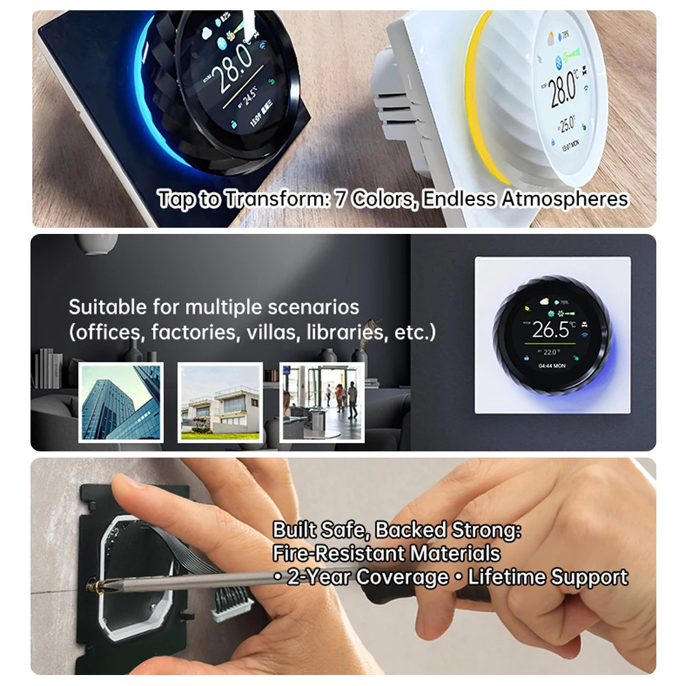 Tuya WiFi Smart BAC-2007ELW Thermostat for Fan Coil Units with Alexa & Google Assistant