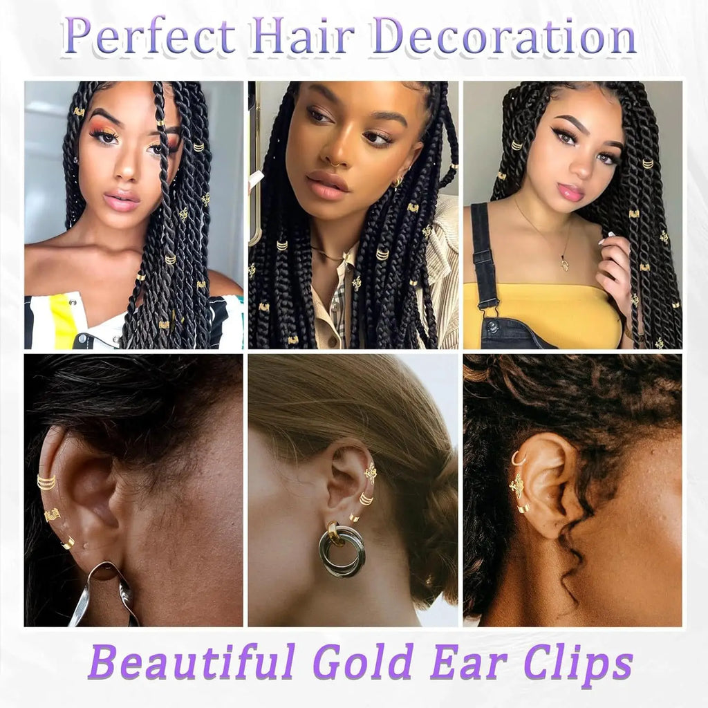 40pcs Gold Hair Cuffs Braids Rings Adjustable Hair Beads for Dreadlock Accessories