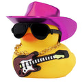 CowLost | product_id-purple-rubber-duck-car-ornament-with-cowboy-hat-necklace-and-sunglasses-dashboard-decoration |7