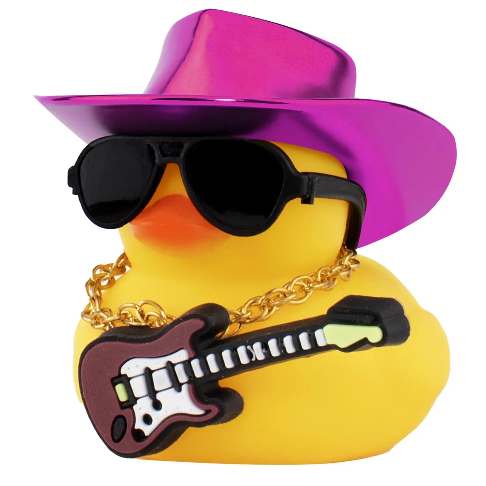 CowLost | product_id-purple-rubber-duck-car-ornament-with-cowboy-hat-necklace-and-sunglasses-dashboard-decoration |7