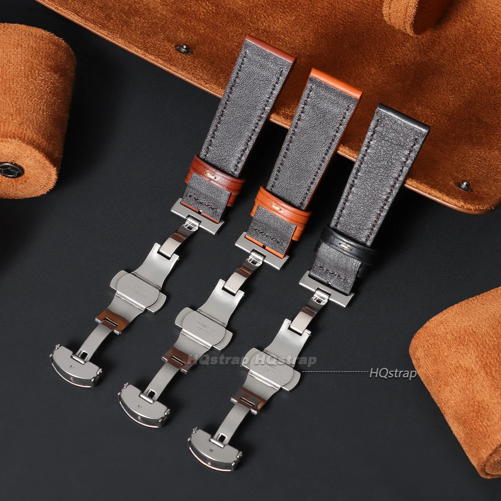 CowLost | bracelets-product_id-calfskin-leather-watch-band-20mm-22mm-with-stainless-steel-buckle-black-brown-green-light-brown |8