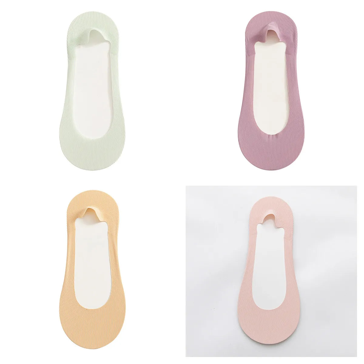 CowLost | product_id-4-pairs-women-s-summer-ice-silk-anti-slip-invisible-short-socks-solid-color |25