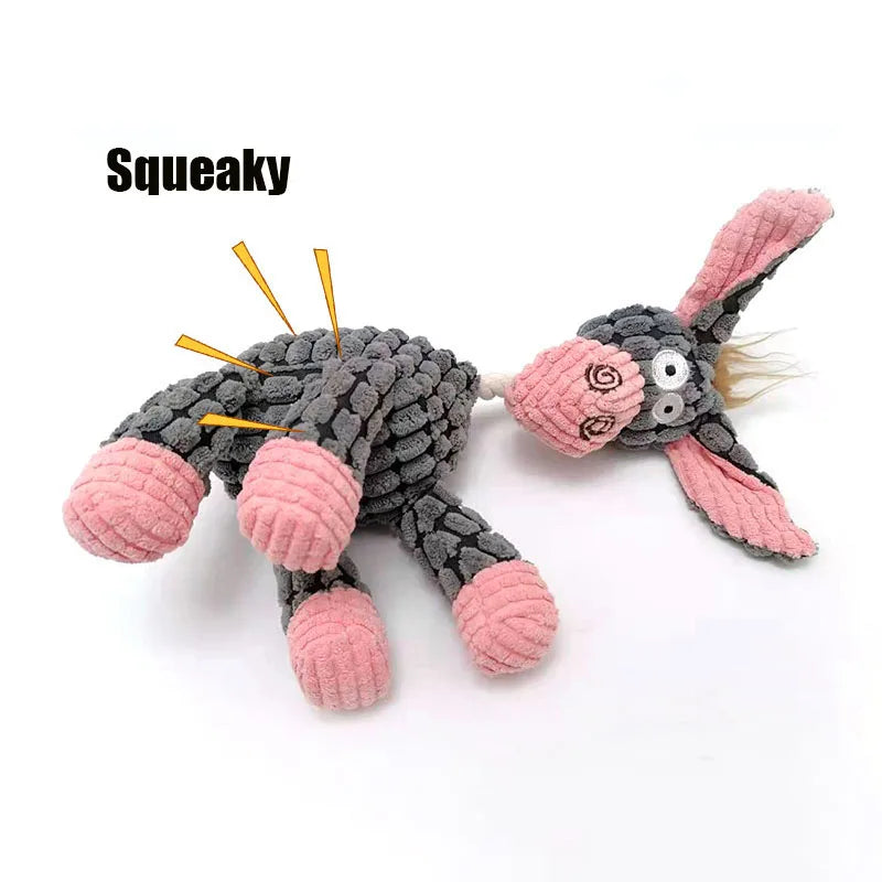CowLost | dog-kennel-run-accessories-donkey-shape-corduroy-squeaky-dog-chew-toy |7