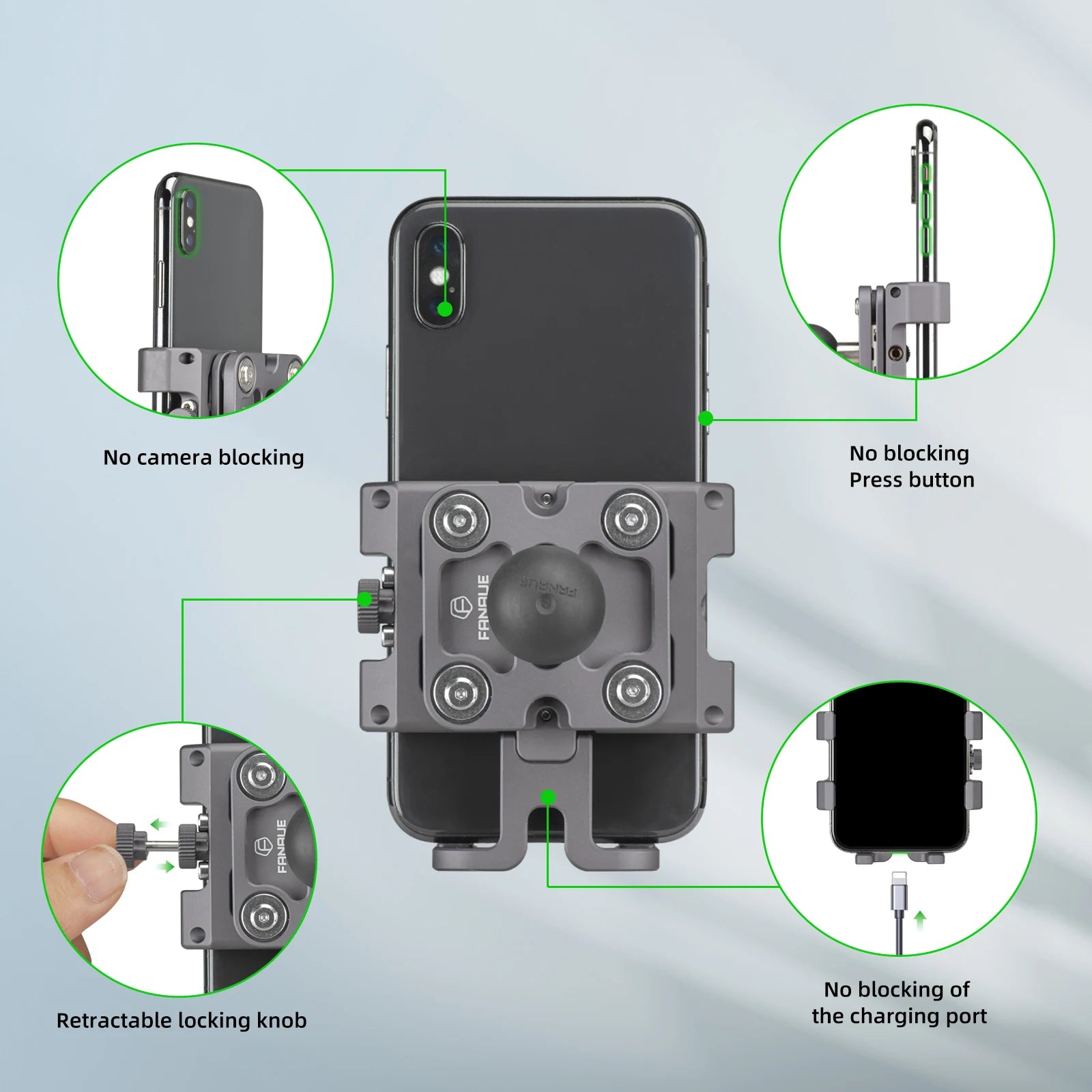 CowLost | product_id-fanaue-aluminum-motorcycle-phone-mount-with-vibration-dampener-for-atv-utv-scooter-handlebars |3