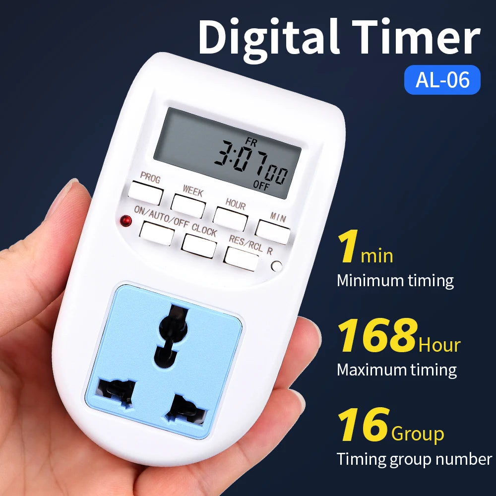 220V JUANJUAN Digital 7-Day Programmable Timer Socket EU Plug Smart Switch