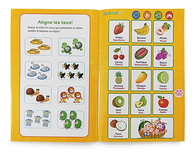 French-English Bilingual Children's Voice Reading Book Early Learning Toy
