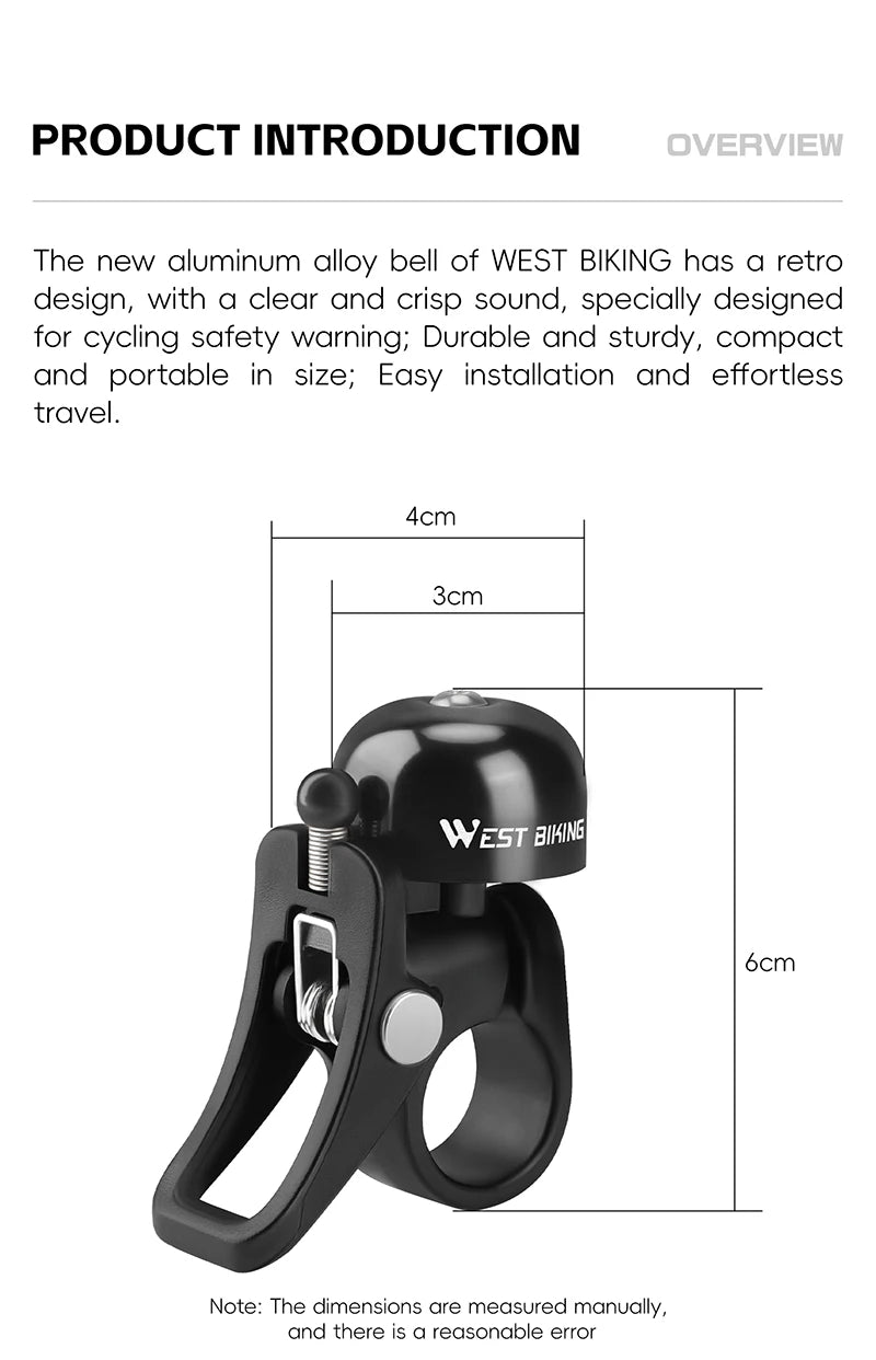 CowLost | west-biking-retro-bicycle-bell-mini-bicycle-handlebar-bell-aluminum-alloy-bike-horn-cycling-alarm-mtb-road |8