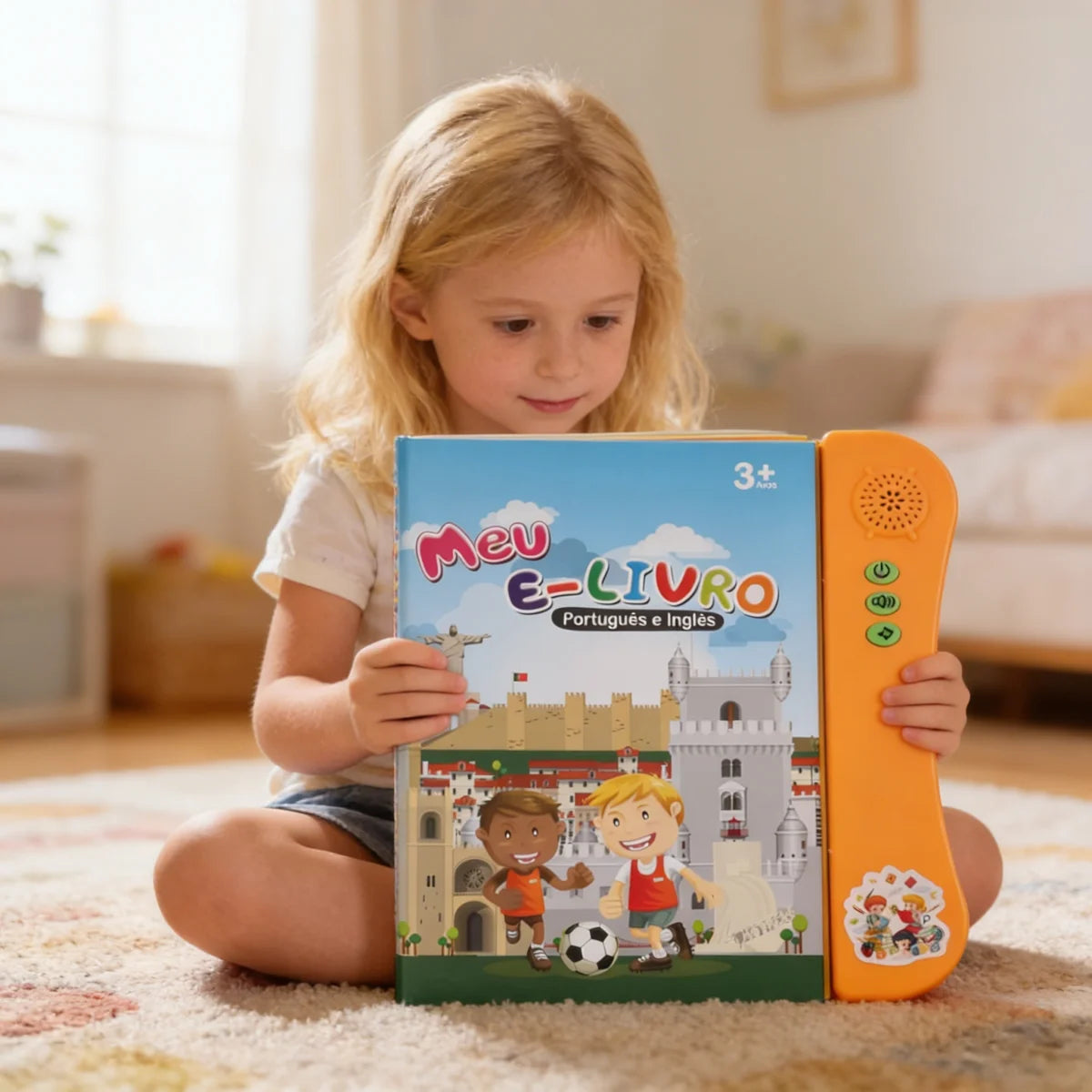 Portuguese English Bilingual Sound Book for Children Alphabet Numbers Animals Fruit Vegetables Educational