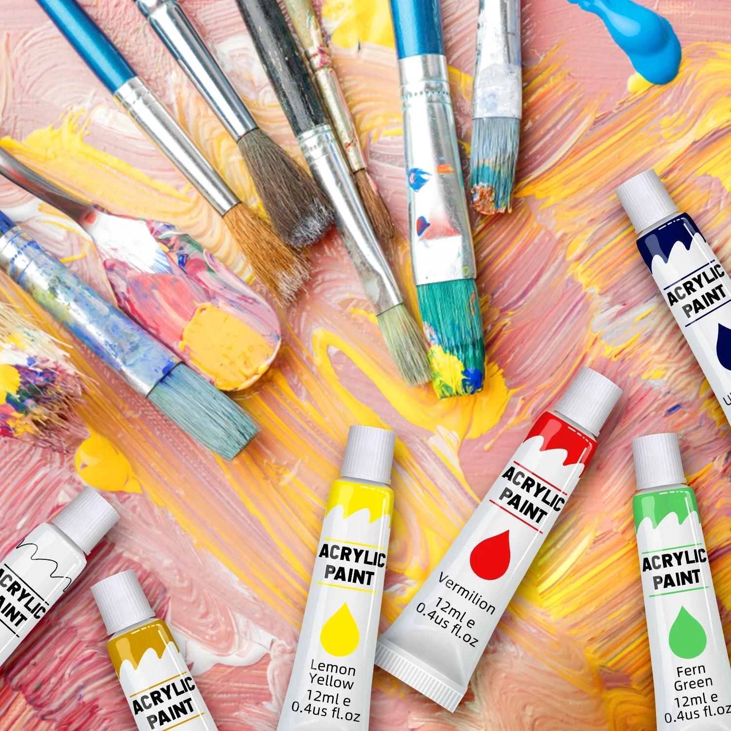 CowLost | painting-canvas-product_id-acrylic-paint-set-12-24-colors-12ml-non-toxic-for-canvas-wood-fabric-glass-rock |9