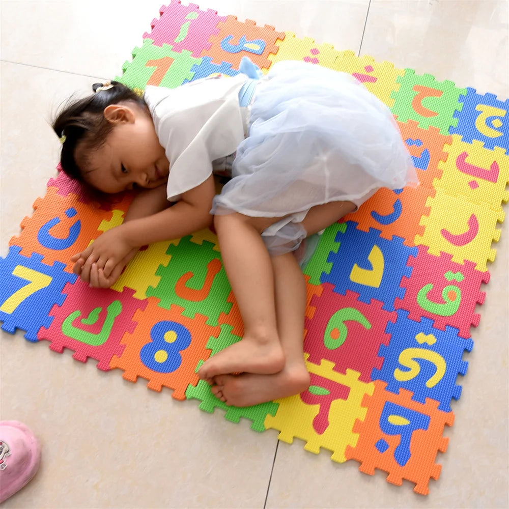 Arabic Kids Foam Play Mat 5.5x5.5 Inch Interlocking Alphabet Numbers EVA Floor Puzzle Tiles