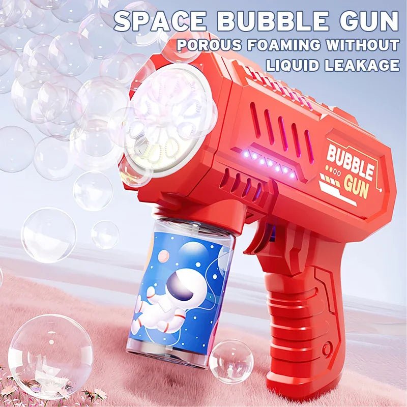 Automatic Bubble Gun Rocket Blower with Bubble Liquid Toy for Kids Outdoor Beach Gifts