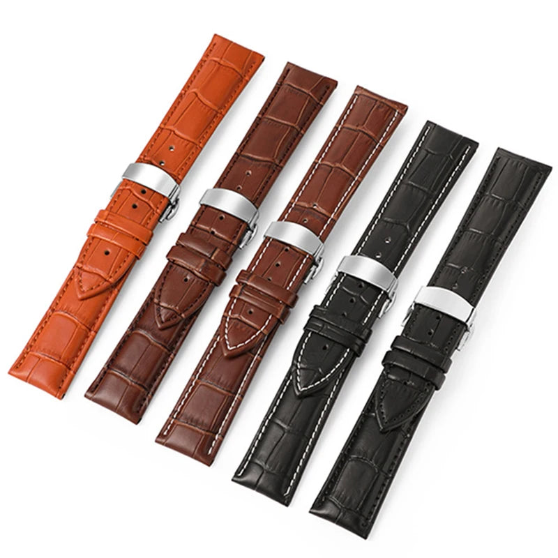 CowLost | product_id-genuine-cowhide-leather-waterproof-watchband-slub-pattern-16-24mm-universal-strap |11