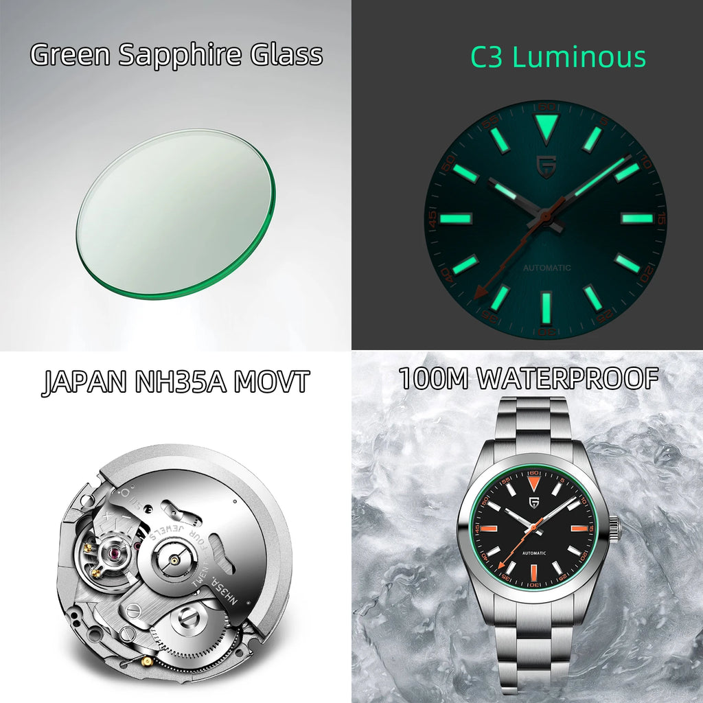 CowLost | pagani-design-green-glass-mens-mechanical-watches-luxury-sapphire-automatic-watch |5