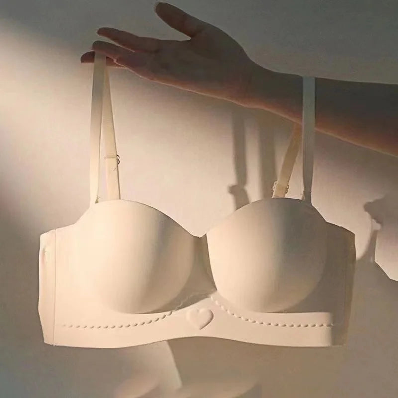 CowLost | product_id-seamless-wireless-strapless-half-cup-push-up-bra-with-elegant-back-for-women |5