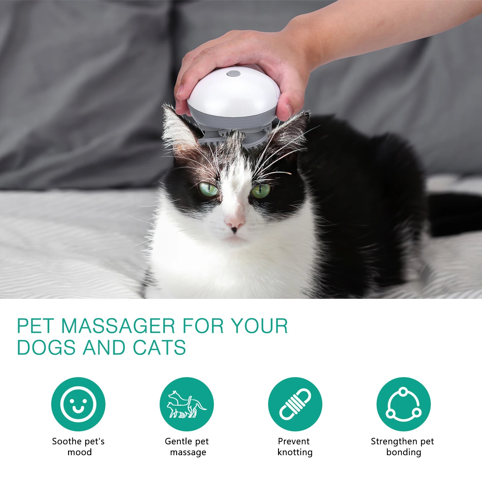 ORIA Handheld Electric Cat Massager for Relaxation and Hair Growth