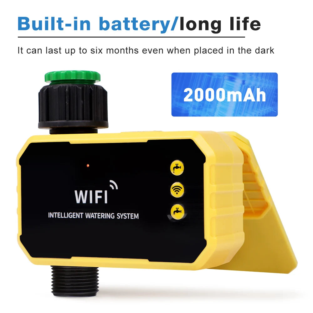Smart WiFi Solar Irrigation Timer 1/2 Zone LCD Automatic Watering Controller for Garden Lawn
