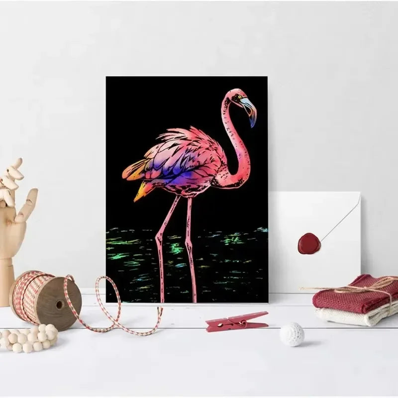 CowLost | product_id-4-pcs-a4-diy-scratch-painting-set-with-cartoon-animals-night-view-designs |6