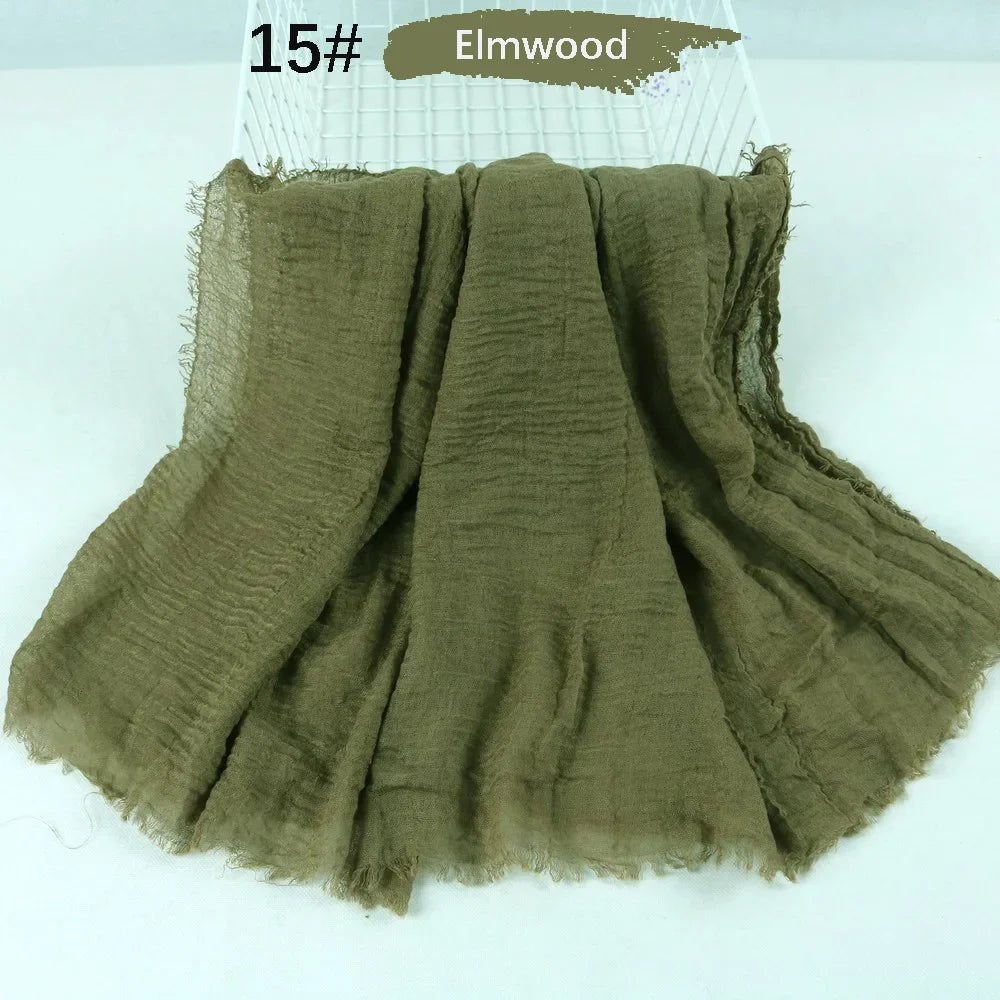 180X90CM Muslim Women Crinkle Hijab Soft Cotton Scarf