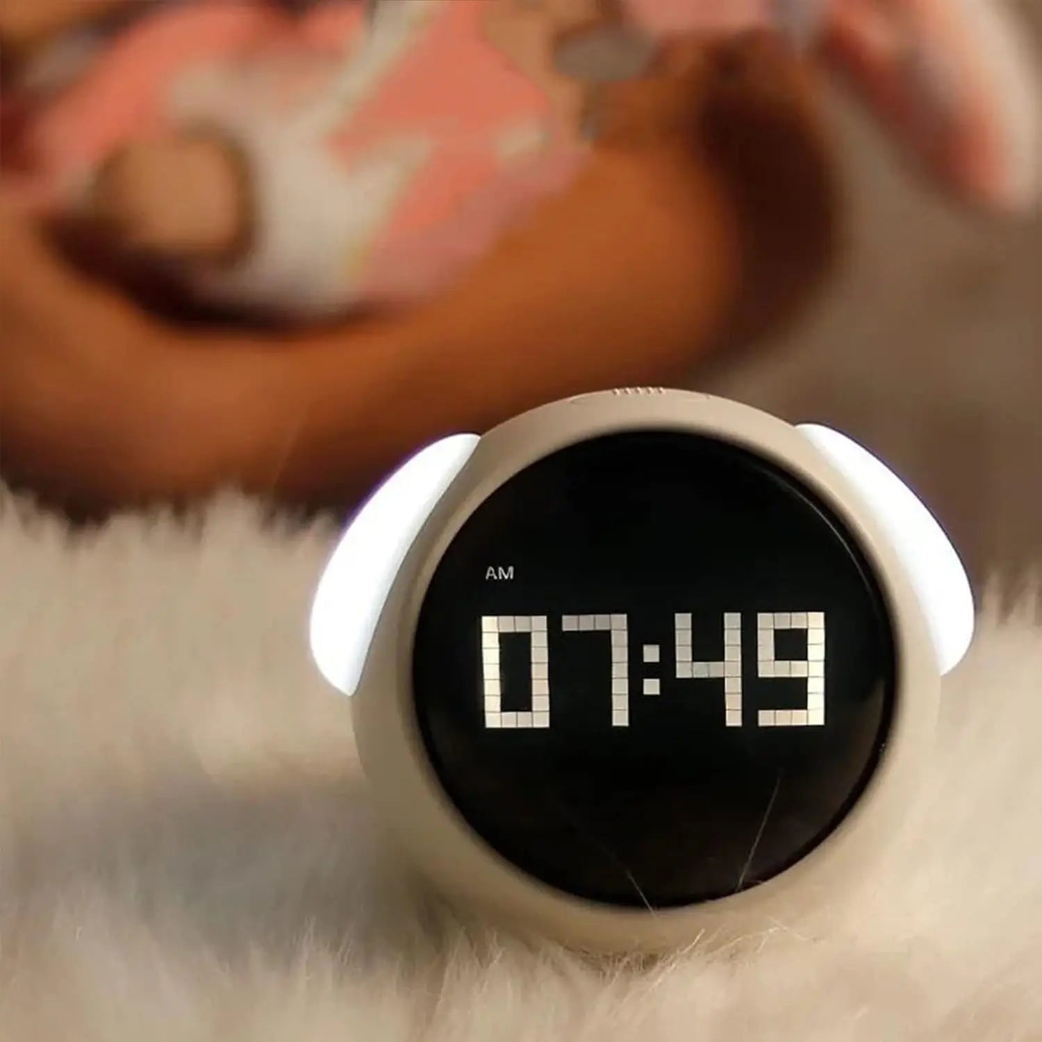 Cute Kids Digital Alarm Clock with Sound-Activated Night Light, Dual Alarms, Snooze, Rechargeable