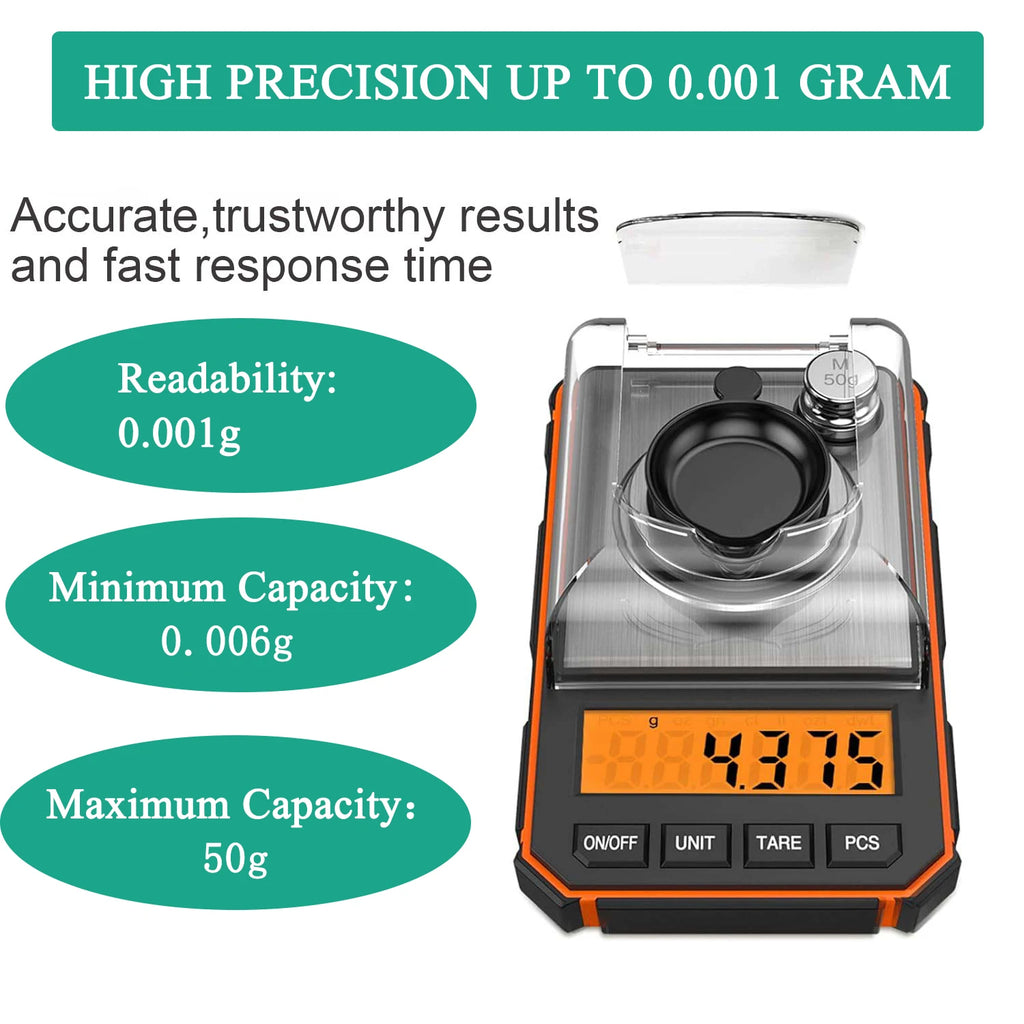 Brifit 0.001g-50g Digital Pocket Scale with Calibration Weights and LED Display