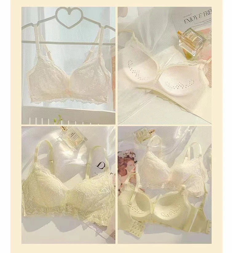 CowLost | underwear-for-women-in-summer-thin-large-breasts-small-breasts-gathered-summer-thin-breathable-wire-free-sexy-lace-bra |6