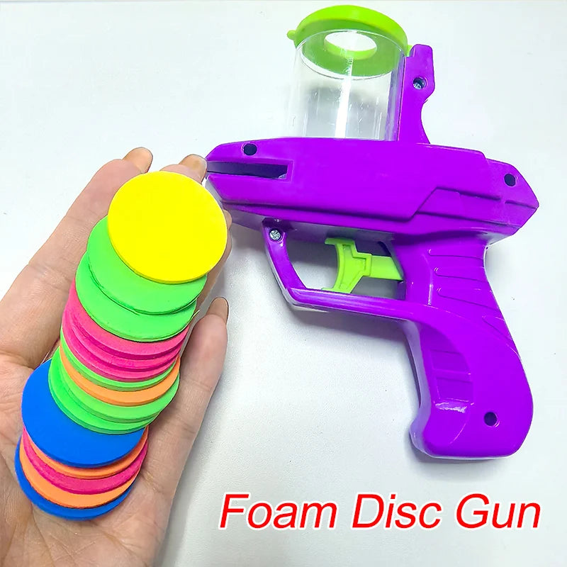 Kids Outdoor Foam Disc Shooting Launcher Toy Double Parent-Child Interactive Gift