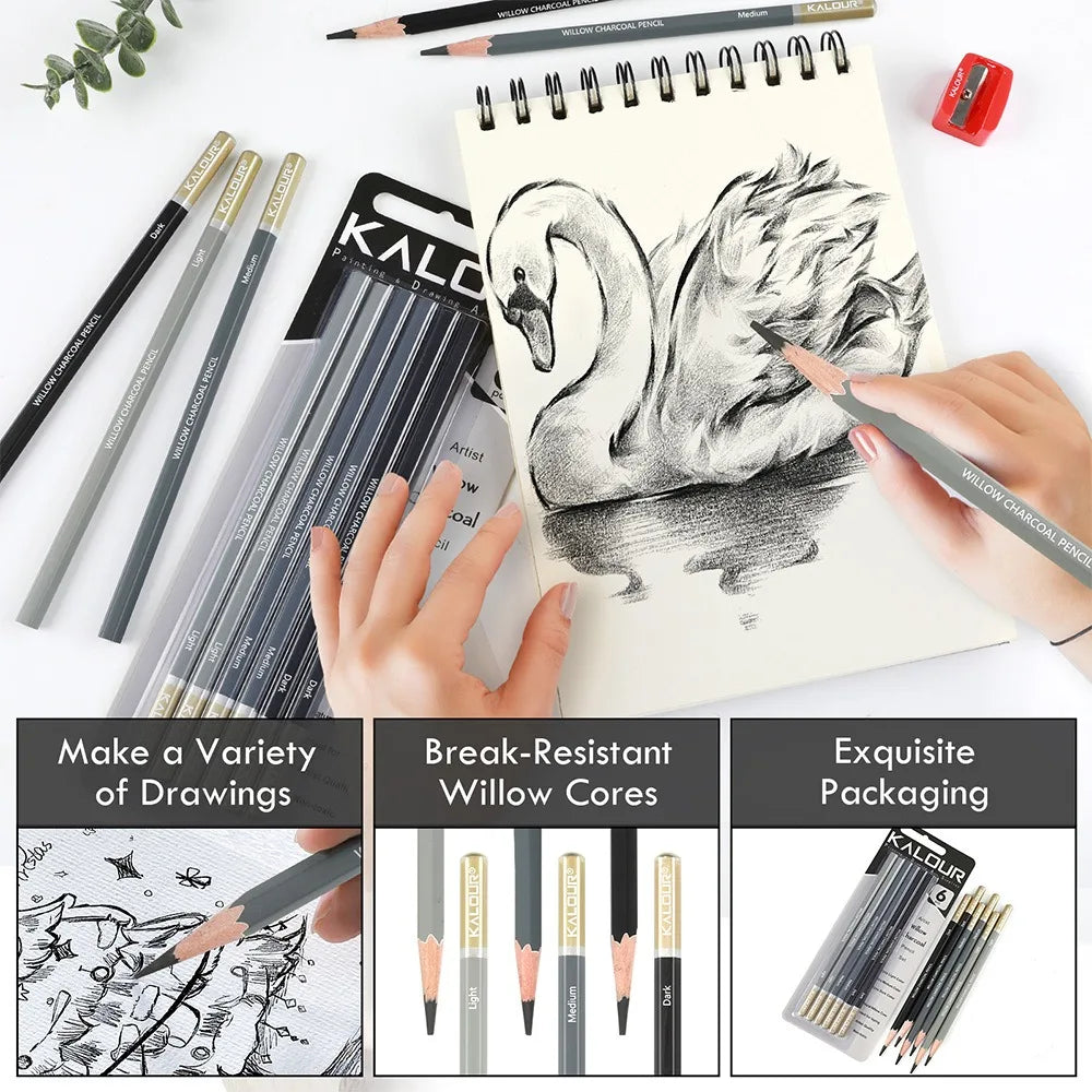 CowLost | product_id-6pcs-kalour-charcoal-willow-core-pencil-set-non-toxic-professional-art-supplies-for-drawing-painting-sketching |3