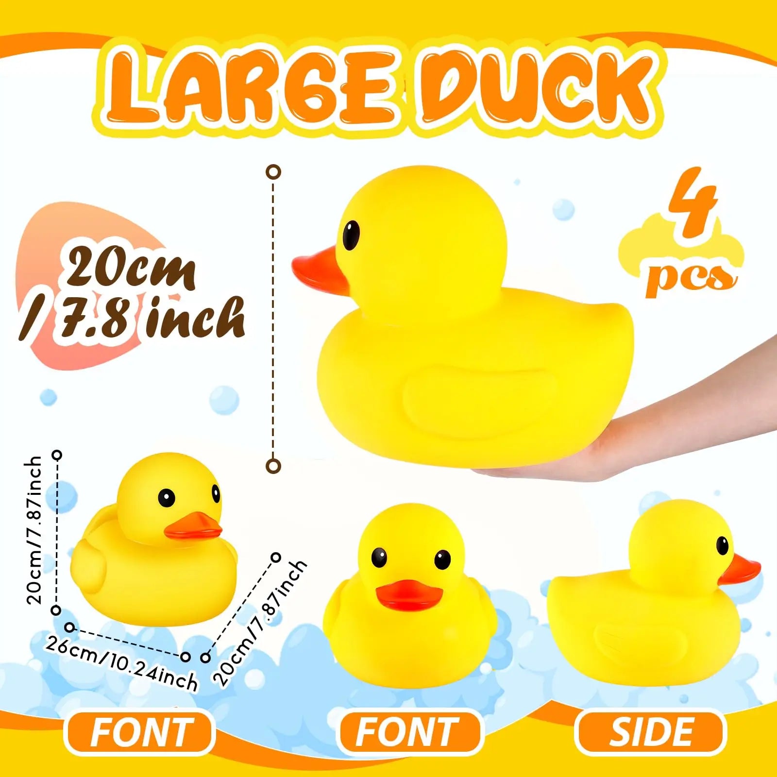 CowLost | product_id-1-2-pcs-giant-10-2-inch-rubber-duck-bath-toy-squeaky-large-yellow-rubber-ducky |2