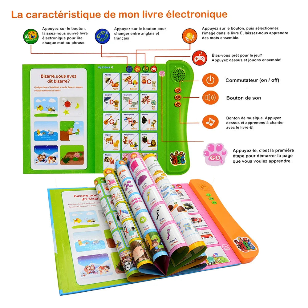 French English Bilingual Interactive Audio Book for Kids Early Learning Educational Toy