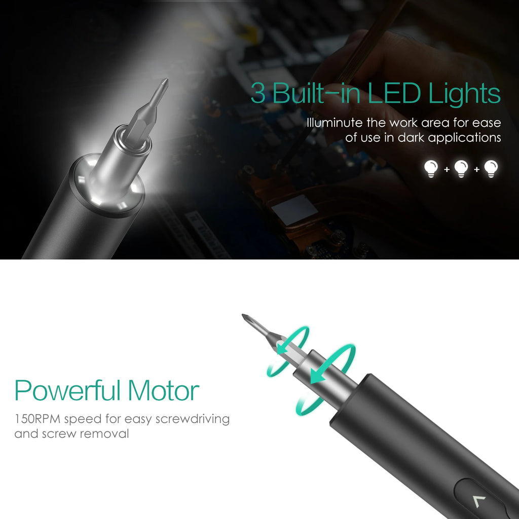 28-in-1 Cordless Electric Screwdriver Set Rechargeable Magnetic Bits for Phone Laptop Repair