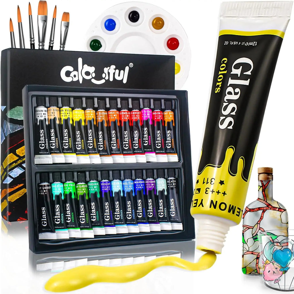 CowLost | wine-glasses-product_id-acrylic-glass-paint-set-with-12-24-colors-6-brushes-palette-waterproof-stain-glass-paints-12ml |1