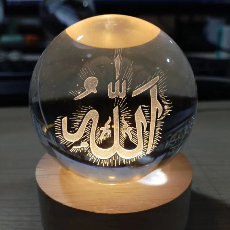 CowLost | 6cm-3d-crystal-ball-night-light-ramadan-decoration-for-home |9