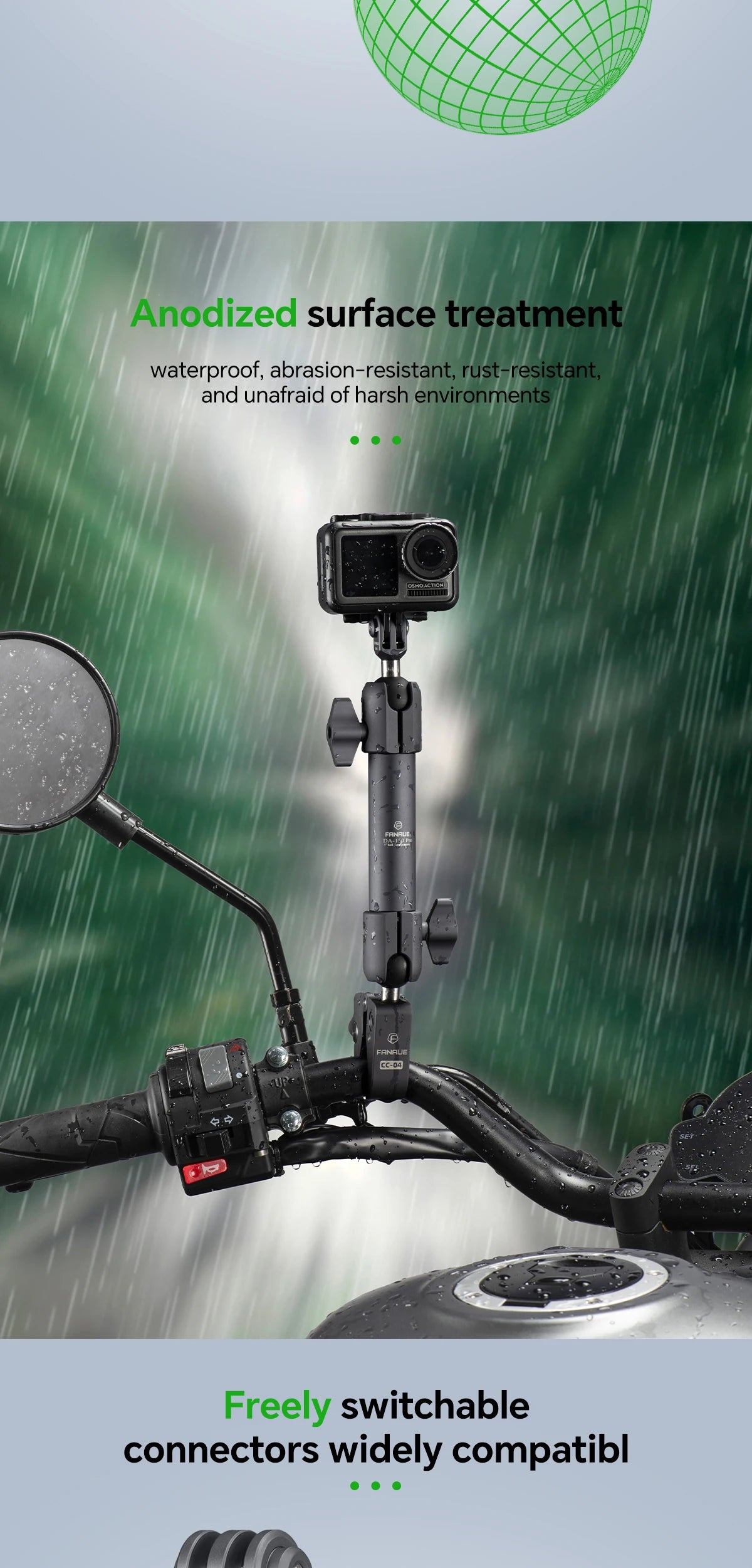 CowLost | product_id-fanaue-25mm-ball-head-double-joint-aluminum-alloy-motorcycle-sports-camera-bracket |11