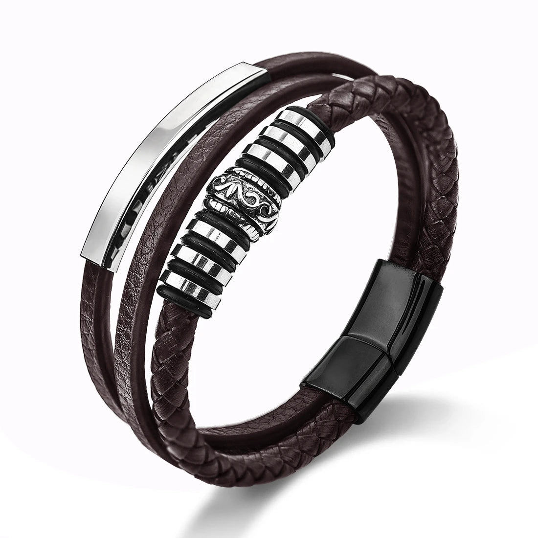 CowLost | badge-pass-holders-jiayiqi-mens-genuine-leather-fashion-bracelets-with-magnetic-clasp |10