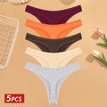 CowLost | activewear-pants-5pcs-women-cotton-solid-color-g-string-panties-set |16