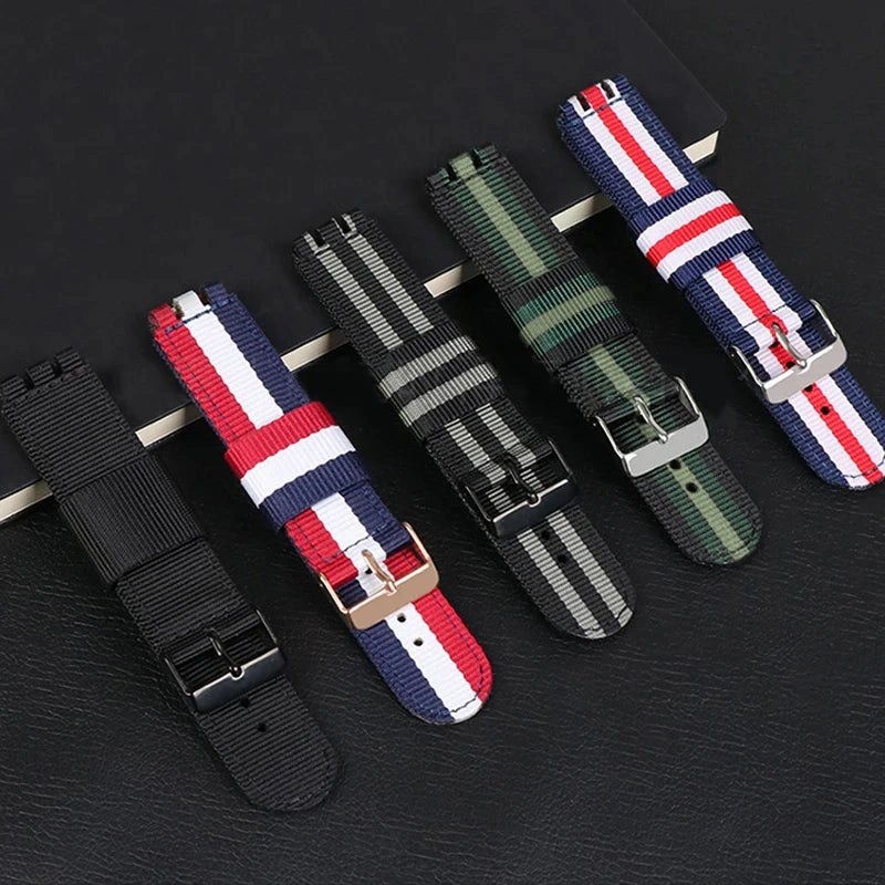 CowLost | product_id-nylon-leather-replacement-wrist-strap-for-swatch-canvas-watchband-17mm-19mm-20mm-unisex |10