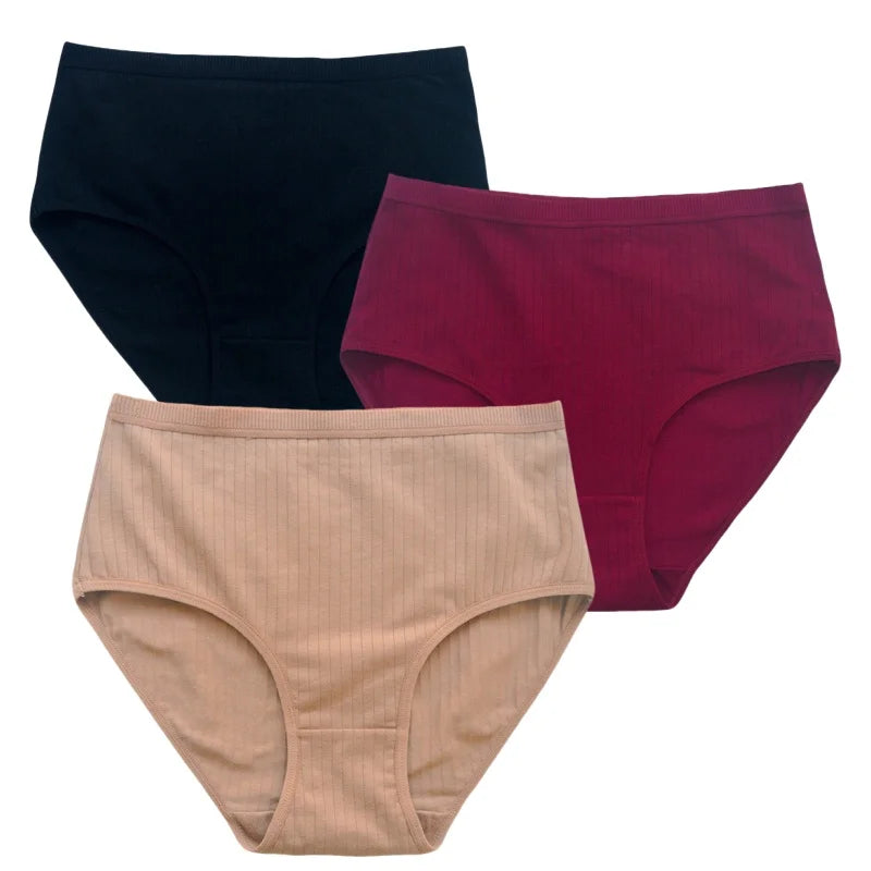 CowLost | product_id-3pcs-women-high-waist-cotton-briefs-tummy-control-breathable-underwear-m-xxl |16