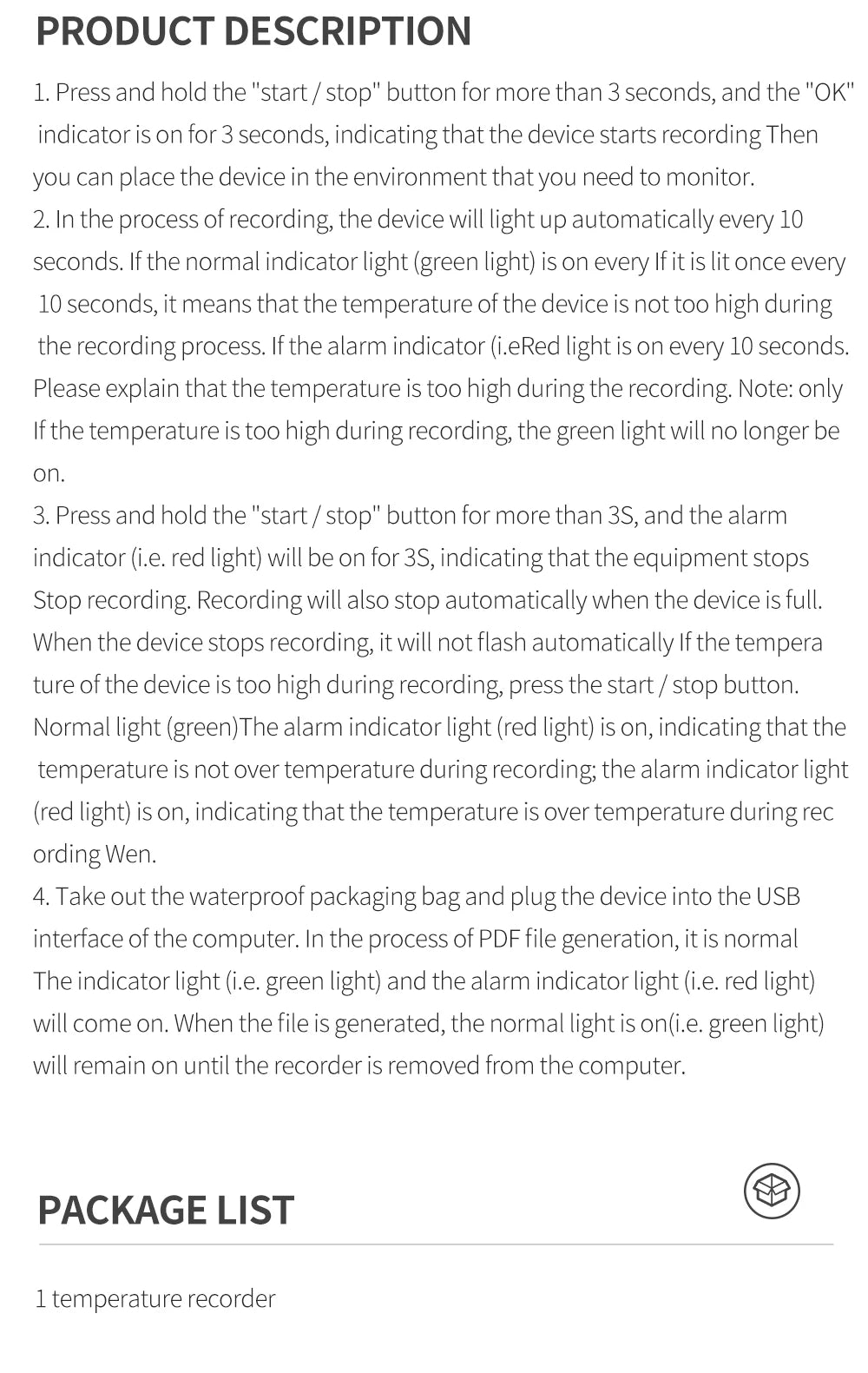 10PCS USB TempU05 Temperature Logger 60/90 Days Disposable PDF Report Cold-Chain Monitor