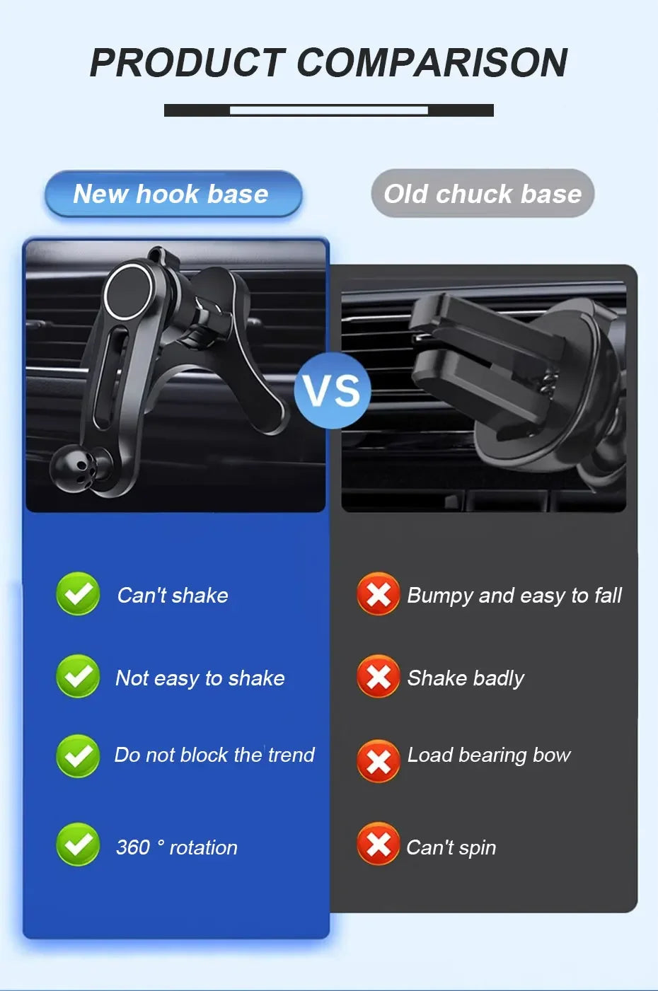 CowLost | mobile-phone-car-mounts-product_id-gravity-car-air-vent-phone-holder-360-rotation-mobile-stand-clip-mount |8